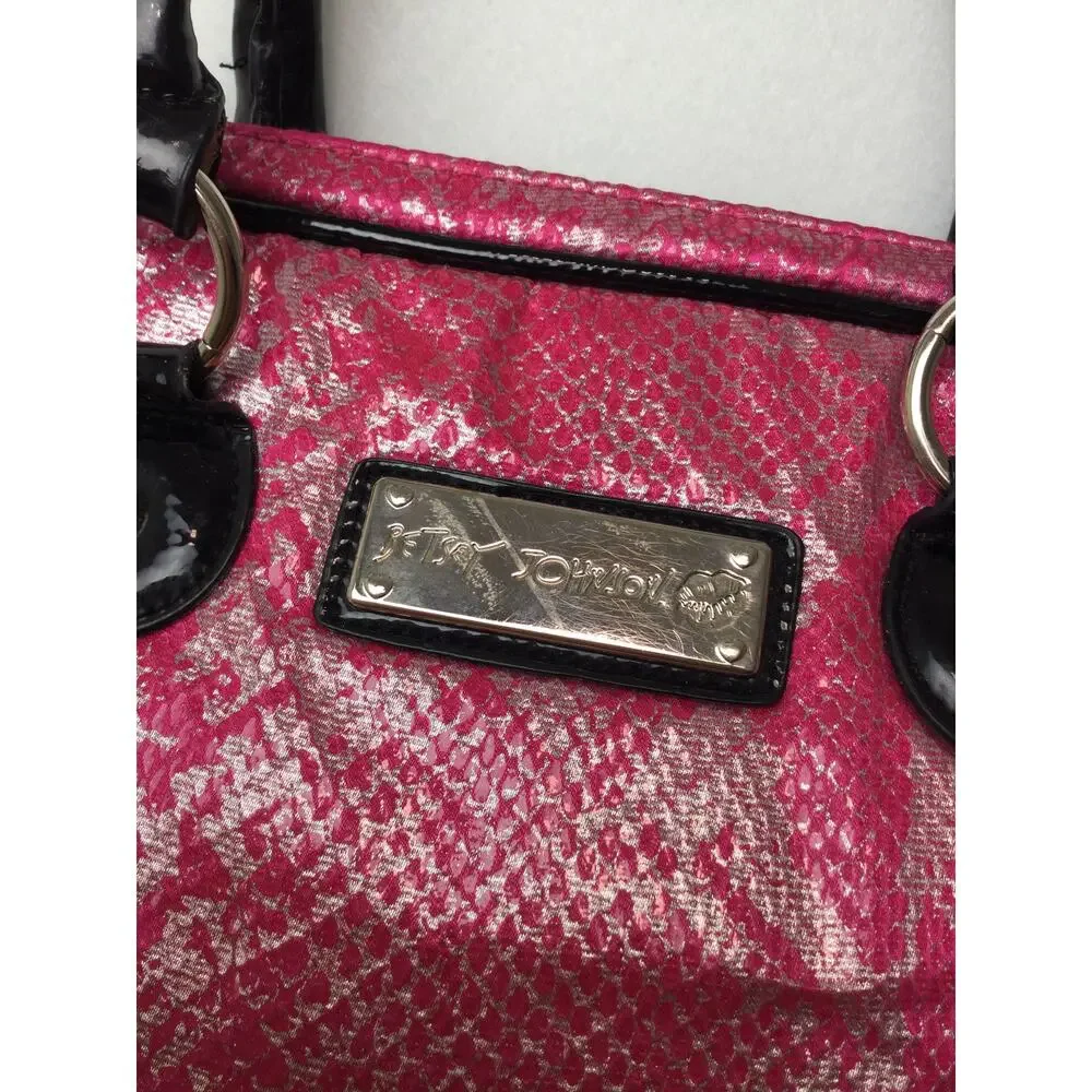 Betsey Johnson Laptop Bag Pink Metallic Snake Print